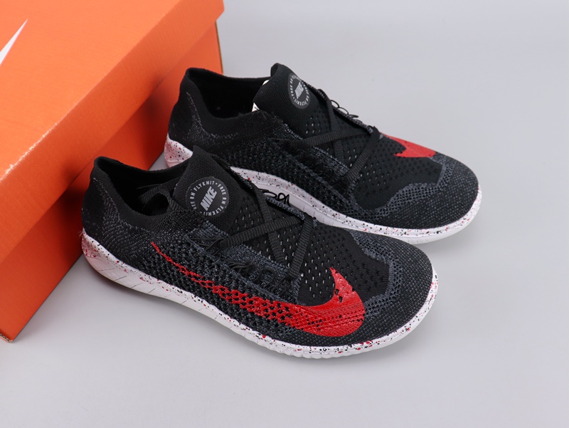 Women Nike Free Rn Flyknit 2018 Black Red White Shoes